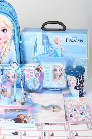 Dekomus Lisanslı Elsa Frozen Ice Glow Colleciton Full Kırtasiye Seti Büyük Boy Okul Çantası,kalem Çantası,beslenme Kabı,matara Altın