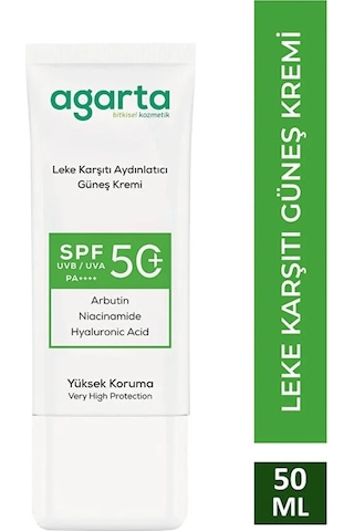 Agarta Leke Karşıtı Aydınlatıcı Spf+50faktör Yüz Güneş Kremi 50ml