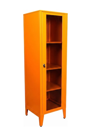 Alfafonet Ziglat Serisi Kilitli Metal Home Office Dolabı Cam Kapaklı Turuncu Ral 2004 450x1500x450 Mm