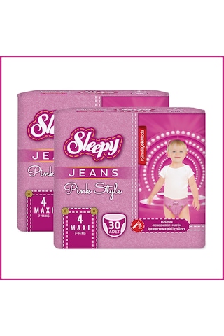Sleepy Pink Jeans Külot Bez 4 Numara Maxi 2'li Jumbo 60 Adet