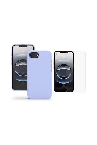 Apple iPhone 17e Uyumlu Içi Kadife Lansman Kılıf Ve Temperli Cam Ekran Koruyucu Lila