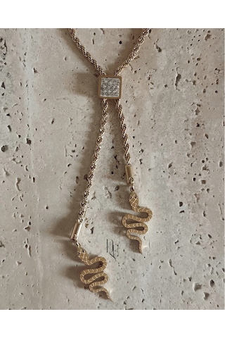 Gold Yılan Kolye Çok Renkli