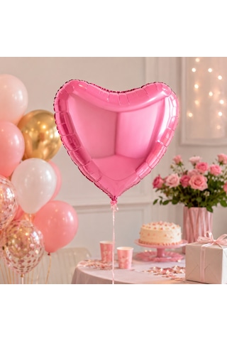 Pembe Kalp Folyo Balon 18 İnç Sevgililer Günü Doğum Günü Parti Süsü Dekorasyon Balonu Çok Renkli