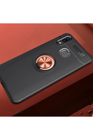 Huawei Y7 Prime 2019 Kılıf Yüzüğü Stant Ve Araç Tutucu Olabilen Şık Esnek Premium Silikon Kapak Ryc/ravel Siyah - Rose Gold