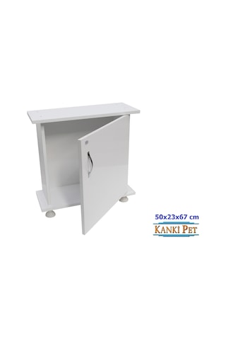 Kanki Pet Mdf Akvaryum Sehpa Beyaz Düz 50 x 23 x 67 CM