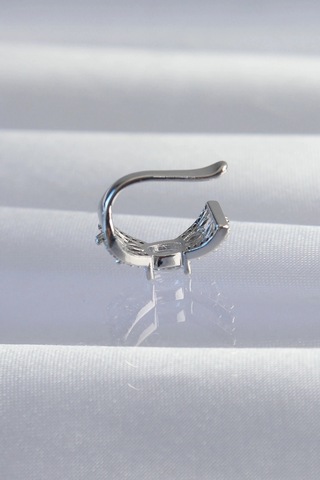 Pirinç Gümüş Renk Zirkon Taş Kaplama Earcuff Küpe 5886 Çok Renkli