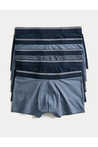 Marks & Spencer 5’li Pamuklu Geometrik Boxer T14004913S Mavi Mix
