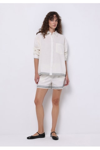 Colin's Colins Regular Fit Shirt Neck Nakışlı Kadın Beyaz Uzun Kol Gömlek Cl1075191 Q1.v1 Wht Beyaz