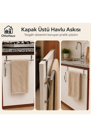 Ottohaus Kapak Üstü Havlu Askısı, Paslanmaz Çelik Mutfak Dolabı H