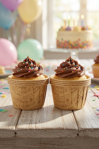 Cupcake Kapsülü 24'lü Kraft Yazılı Lamineli Asetat Kutulu Muffin Kek Sunum Ve Hediye Seti Diğer