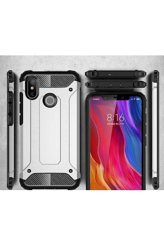 Noktaks - Xiaomi Uyumlu Xiaomi Mi 6x / Mi A2 - Kılıf Çift Katman Zırh Tank Crash Military Kapak - Kırmızı