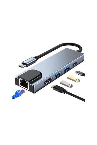 Xuweiwei Type-c Hub Ethernet Hdmi Usb Aktarım Hızı Usb C Hub 5