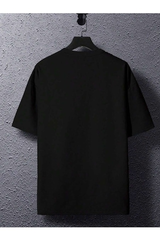 New York 1513 T-shirt - Siyah Baskılı Oversize Bisiklet Yaka Kısa Kol Tişört Siyah