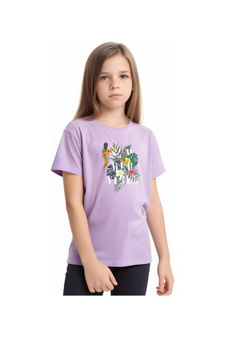 Fyk Kids Kız Çocuk Basic Summer Papağan Baskılı T-shirt Lila