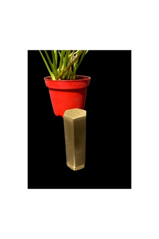 El Yapımı Som Pirinç Tuzluk 2.5x7.5 Cm Şık Ve Dayanıklı Altıgen Tasarım Gold