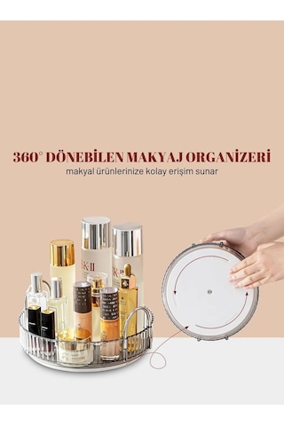 360 Derece Dönebilen Makyaj Organizeri Antrasit