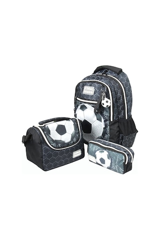 Coral High Siyah Futbol Desenli Erkek Çocuk İlkokul Çantası Ve Günlük Sırt Çantası