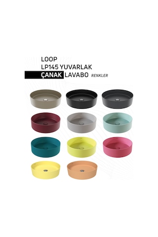 Creavit Loop Yuvarlak Masa Üstü Çanak Lavabo Ø45 Cm Extra Kömür Karası Lp