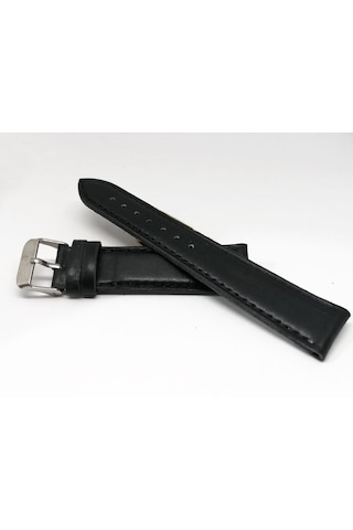 Fado Hakiki Deri Siyah Düz 20 Mm Saat Kordonu