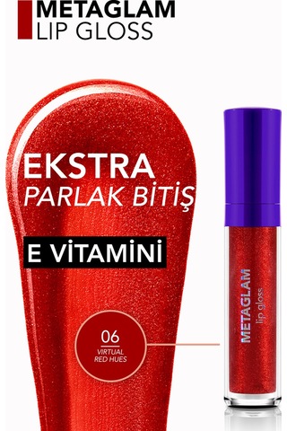 Metaglam Yoğun Işıltılı & Nemlendirici Etkili Yarı Transparan Dudak Parlatıcısı 8682536080859 006 Vırtual Red Hues