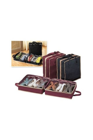 Fermuarlı 6 Bölmeli Ayakkabı Saklama Hurcu Çok Renkli