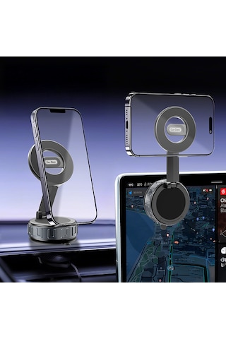 Go Des Gd-hd241 360 Derece Dönebilen Vakum Özellikli Magnetik Telefon Tutucu Siyah Siyah