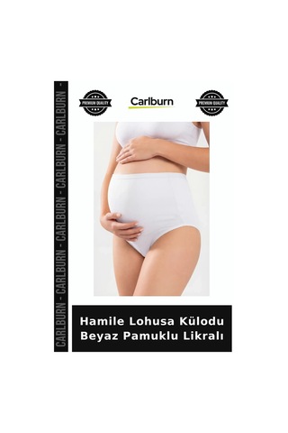 Carlburn Özel Üretim Hamile Lohusa Külodu Beyaz Pamuklu Likralı Yenilik Bebek Doğum
