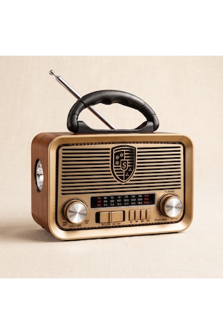 Büro Ev Ofis si İçin Solar Şarjlı Led Fenerli Bt Retro Fm Radyo