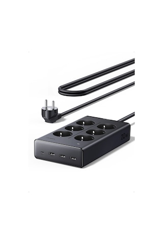 UGREEN 6’lı Grup Priz, 20W USB-C, USB-A Çıkışlı Şarj İstasyonu, 1.5 m Kablolu, 75141