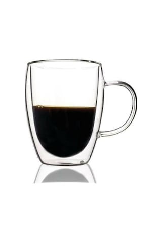 Perotti Çift Cidarlı Cam Kulplu Bardak 350 ml Kupa 12475