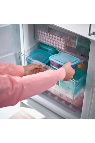 Ikea Pruta 3'lü Gıda Saklama Kabı Seti 600 Ml 14 X 14 X 6 Cm Şeffaf Turkuaz