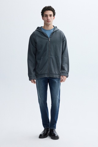 Mudo Erkek Erkek Antrasit Loose Fit Fermuarlı Kapüşonlu Sweatshirt 1264193