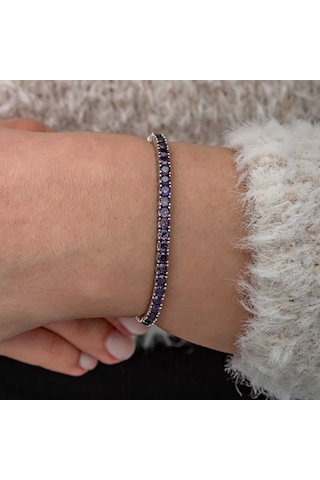 Artsmagazinmücevher Gümüş Mor Zirkon Taşlı Su Yolu Kadın Bileklik