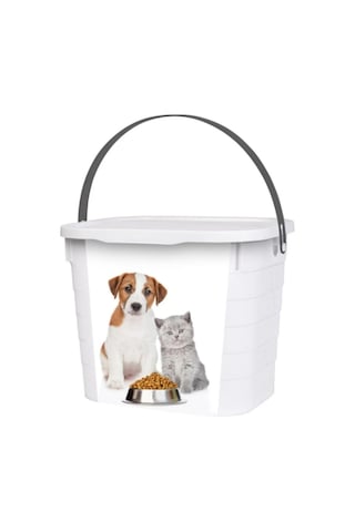 Kulplu Evcil Hayvan Mama Saklama Kutusu 7,3 Litre, Kapaklı Kedi Ve Köpek Kuru Maması Kumu Kovası