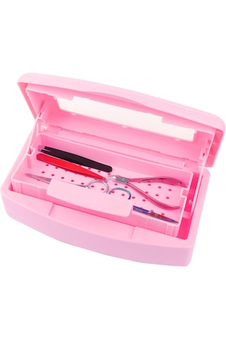Ellea Nail Çift Bölmeli Manikür Pedikür Aletleri Sterilizasyon Kutusu Pembe