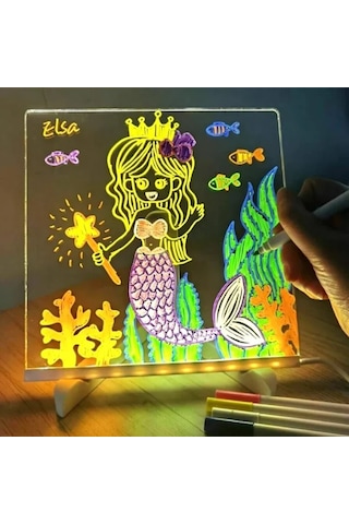 River World 20 Cm X 20 Cm Ebatında Küçük Boy Çizim Ve Yazı Tahtası Led Aydınlatmalı Diğer