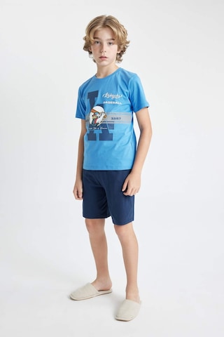 Defacto Erkek Çocuk Baskılı Kısa Kollu Şortlu Pijama Takımı C7911a824smbe277 Mavi