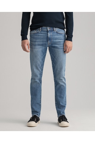 Gant Hayes Erkek Mavi Slim Fit Jean Pantolon DÜZ 1000308.971 Mavi