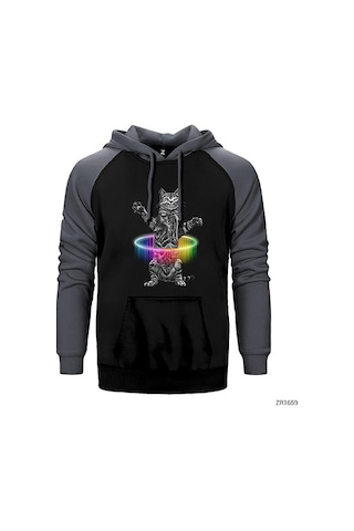 Kedi Hulahop Kırmızı Renk Reglan Kol Sweatshirt / Hoodie