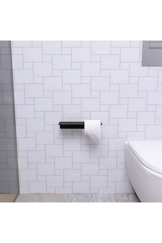 Aju Tuvalet Kağıtlığı, Modern Metal Rulo Tuvalet Kağıdı Tutucu, Banyo Aksesuarları, Rafı, Düzenleyici Siyah