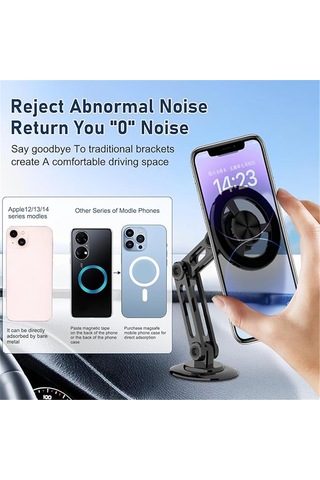 Yaozixa Altın Manyetik Araç Telefon Tutacı: 360 Dönüşlü, Dayanıklı Alüminyum Allow, Güçlü Yapışkan Taban, Ev-ofis-araba Kullanımı Altın