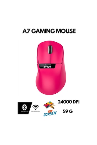 Freewolf A7 Kablosuz Dijtal Ekranlı Oyuncu Mouse Paw3311 1000 Hz 24000 Dpı Bluetooth Mouse Diğer