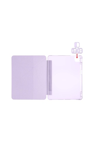 Apple Uyumlu iPad Pro 13 2025 M5 Kılıf Mkst Tri Folding Kalem Bölmeli Standlı Kılıf - Gold Tablet Kılıfı