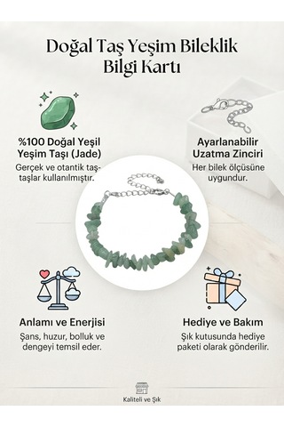 Doğal Taş Yeşim Taşı Kırık Tasarım Bileklik - Şans, Bereket Ve Huzur Bilekliği Yeşil Tonları