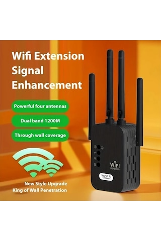 Boatshop1 Oeke Siyah 1200mbps Wifi Sinyal Yukseltici 4 Anten 360 Kapsama Ev Ofis Ethernet Port