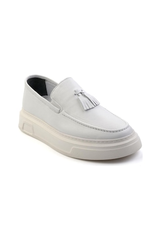 Bambi Beyaz Leather Erkek Loafer Ayakkabı E01080107603 Beyaz