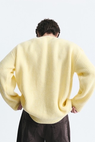 Vamos Oversize Fitilli Triko Kazak Sarı