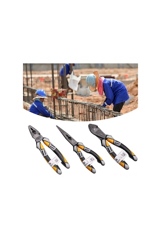 Youmex Endüstriyel Elektrikçi Testere: Krom-vanadyum Çelik Telli, Uzun Burun, Kesici, Tel Kesim Ve Soyma İşlevi, 8 İnç Seçenekli Sarı