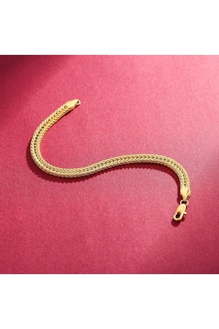 Flybuy Zarif Erkek 18k Altın Bileklik 6mm Yan Bilezik, 18k Altın, Taze Ve Tatlı, Seyahat Anı, Yıldönümü Hediyesi Sarı Altın