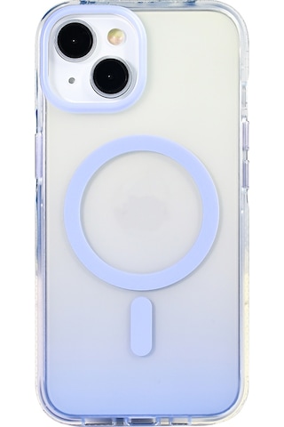 Apple Uyumlu iPhone 14 Kılıf Transparan Renk Geçişli M-safe Şarj Özellikli Toros Kapak Lila